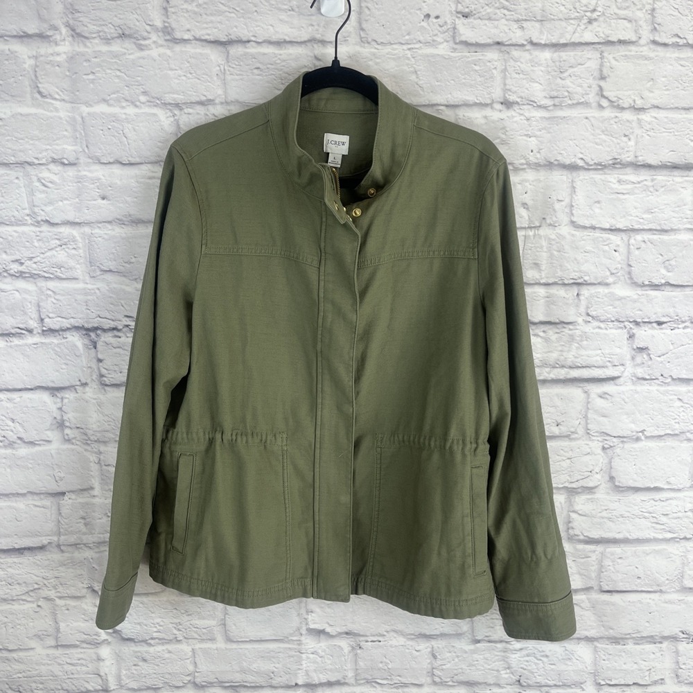 J. Crew NWT Women's 100% Cotton Military Green Utility Preppy Jacket Size Large - Picture 10 of 11